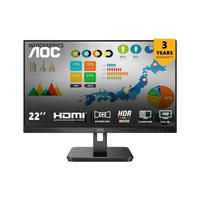 AOC 22E2HM 21.5" FHD VA Monitor - 75Hz, HDMI, VGA, HDR Mode, Eye Care